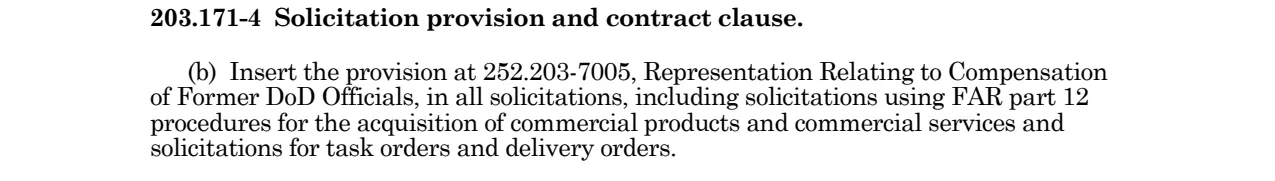 Prescription for 252.203-7005