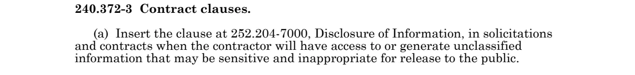 Prescription for 252.204-7000