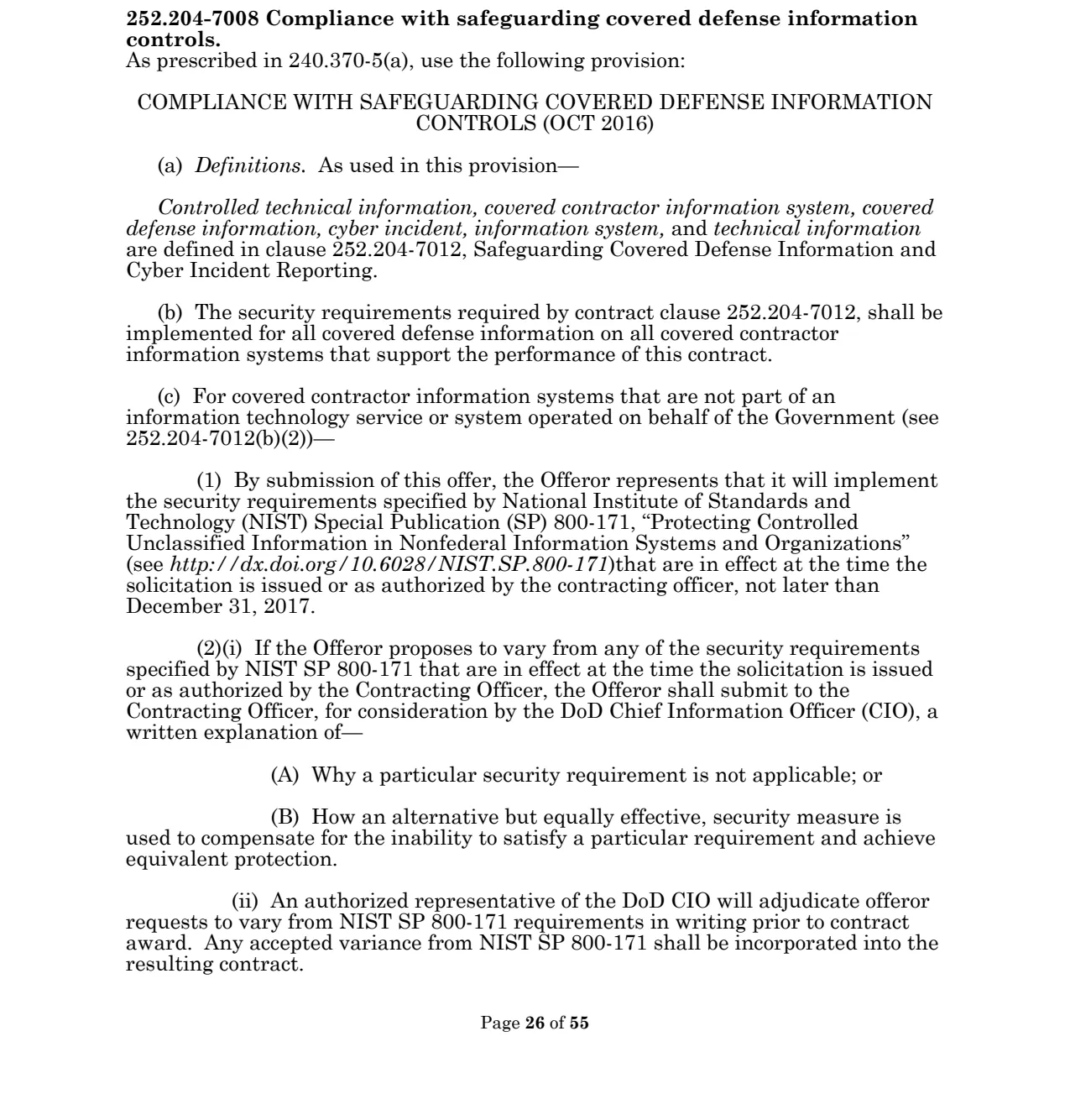Source page for 252.204-7008