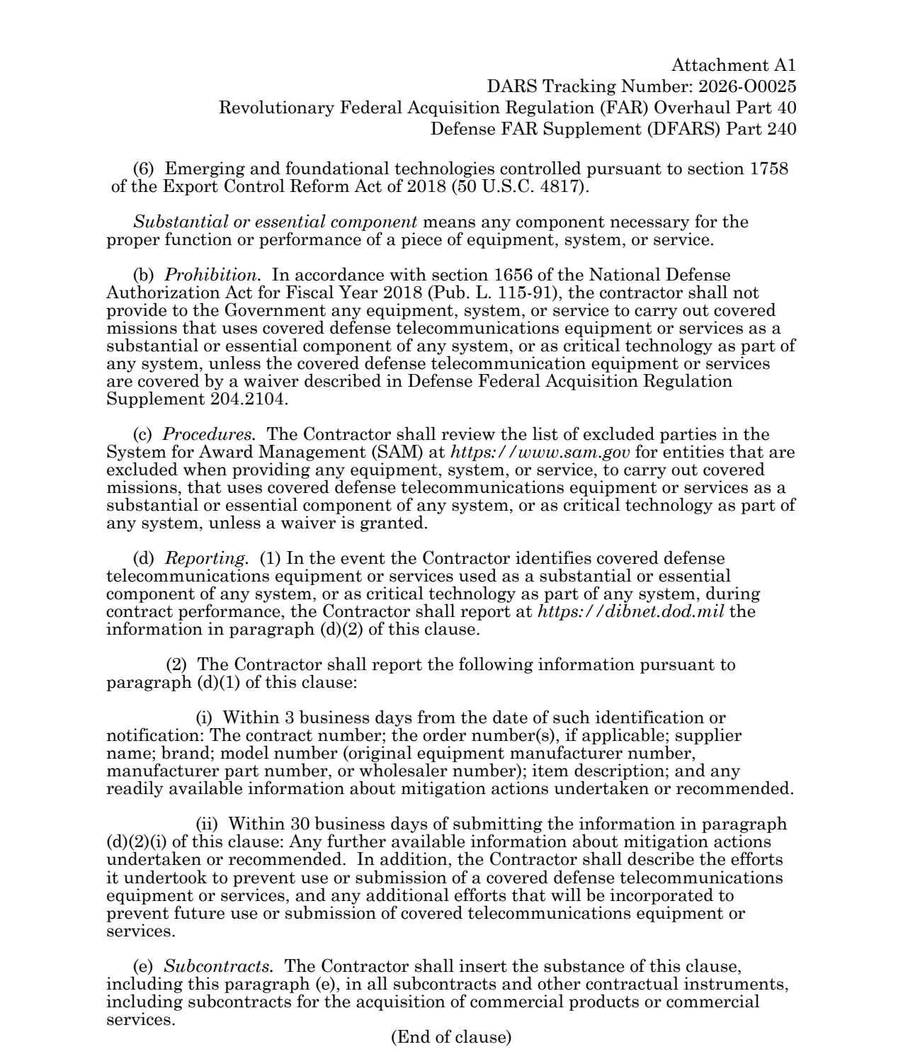 Source page for 252.204-7018