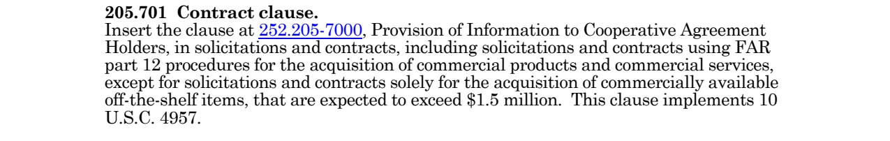 Prescription for 252.205-7000