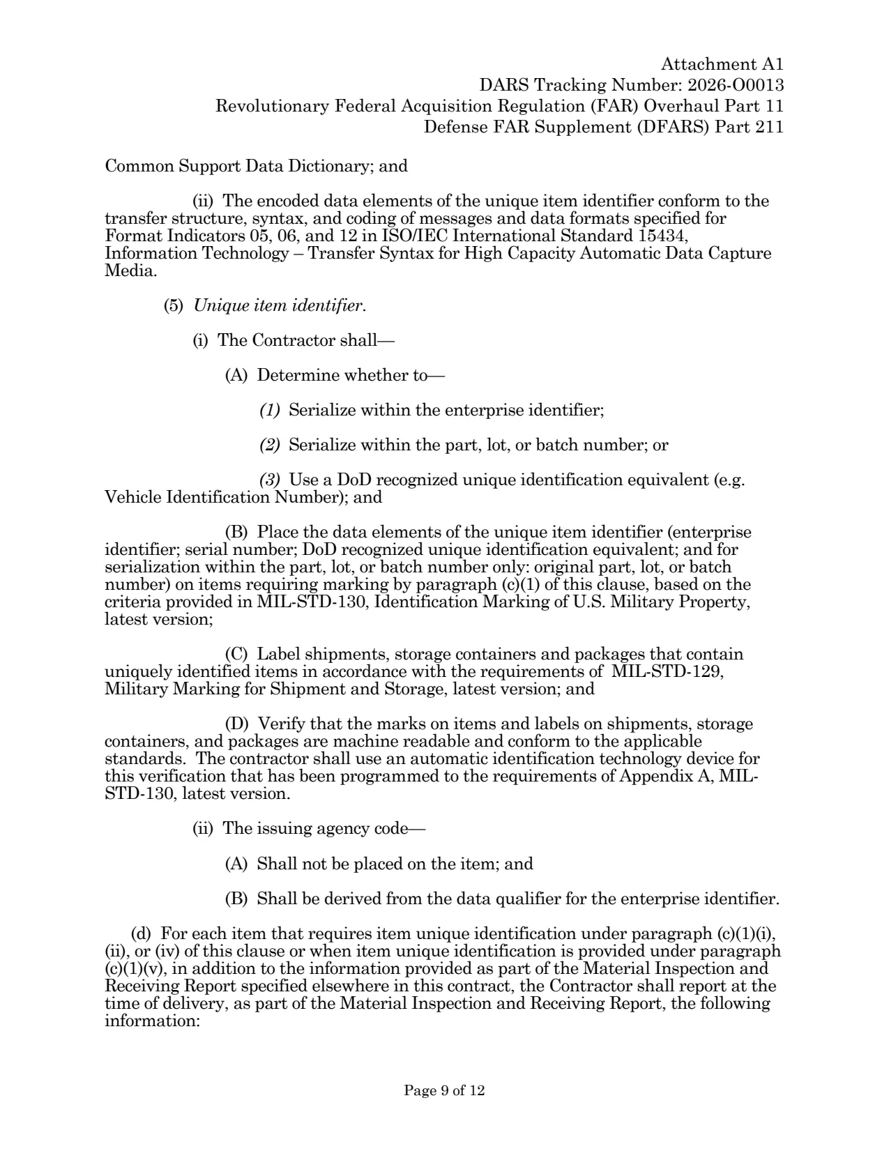 Source page for 252.211-7003