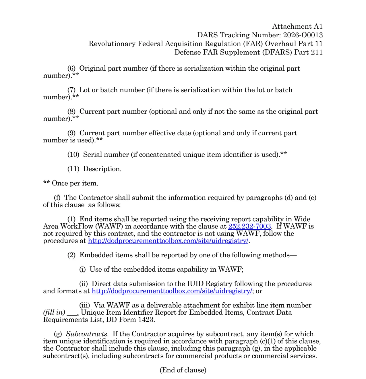 Source page for 252.211-7003