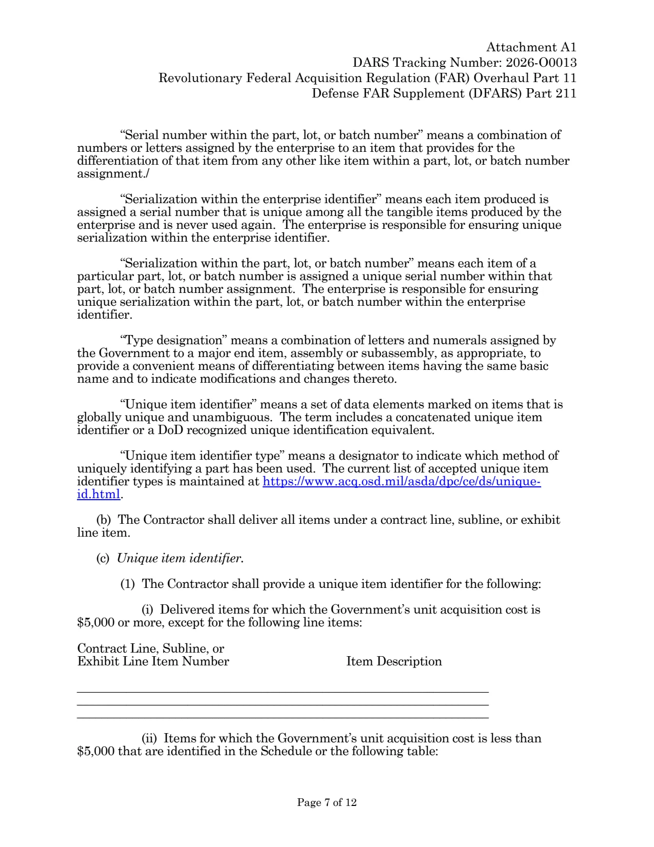 Source page for 252.211-7003