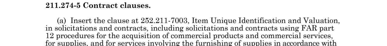 Prescription for 252.211-7003