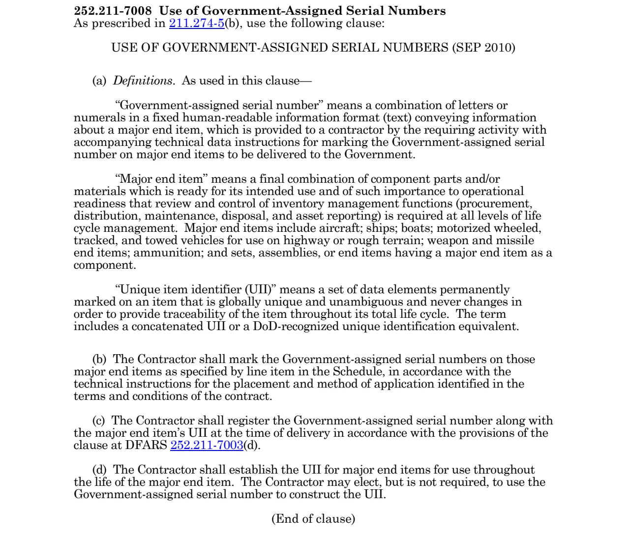 Source page for 252.211-7008