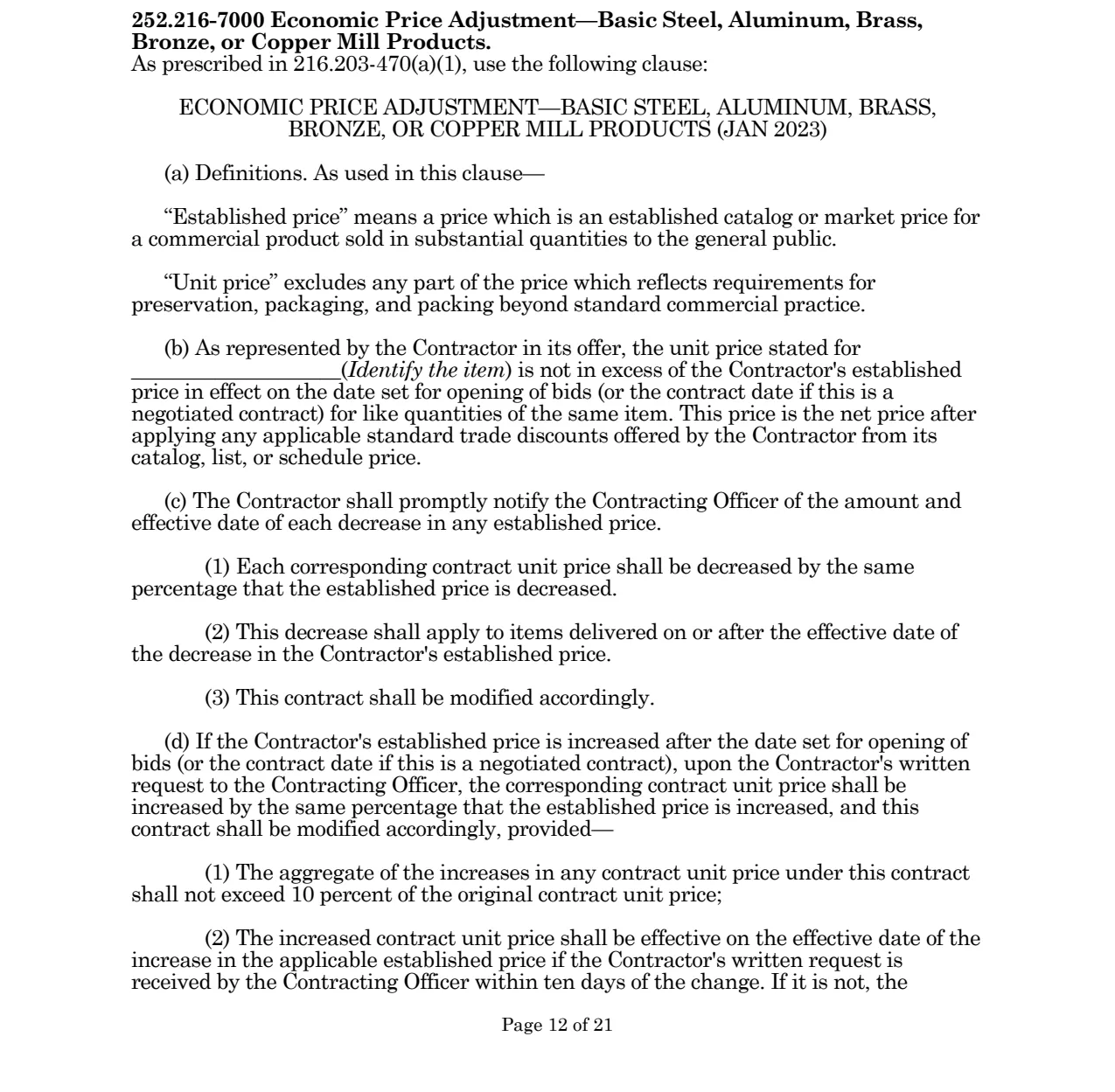 Source page for 252.216-7000
