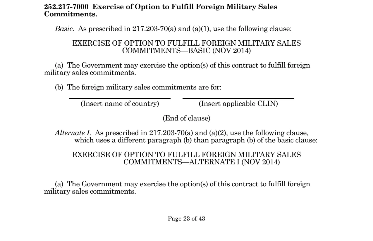 Source page for 252.217-7000