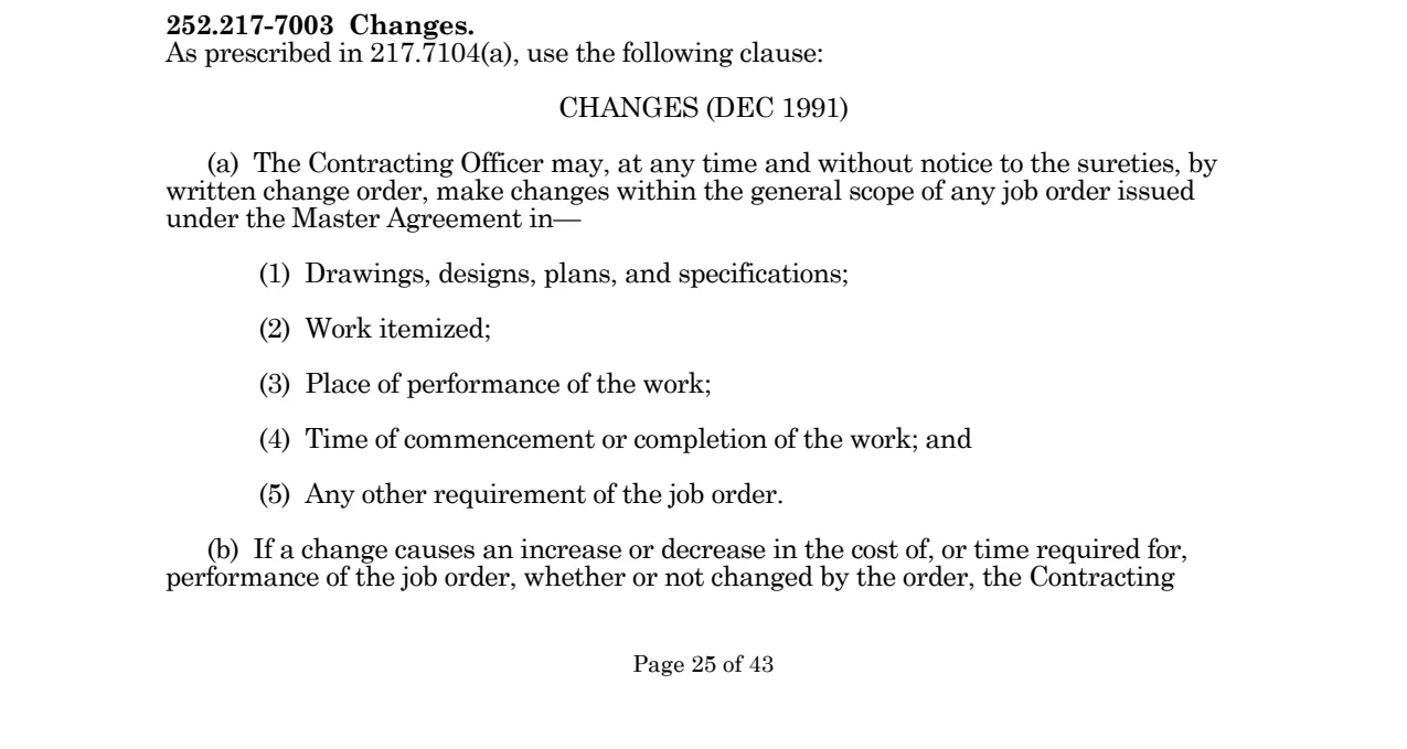 Source page for 252.217-7003