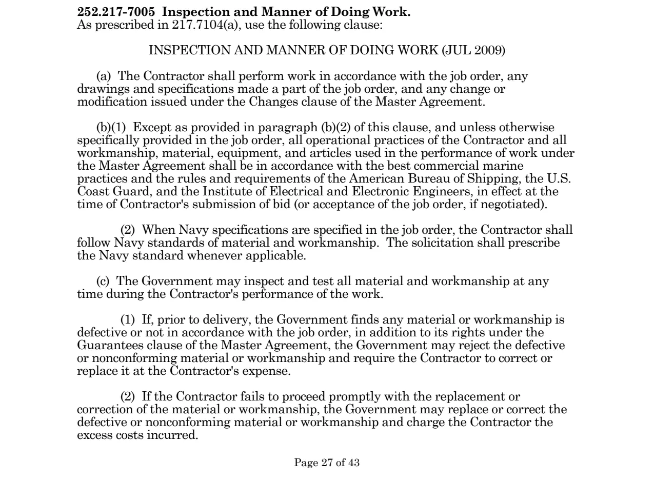 Source page for 252.217-7005