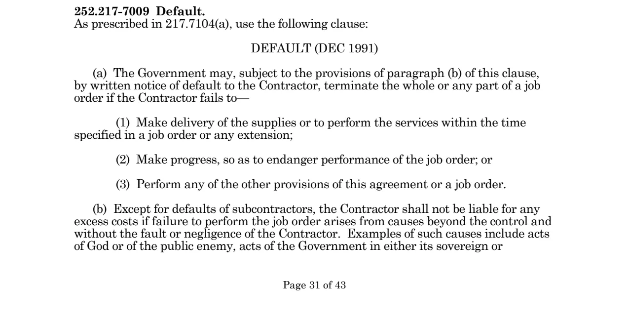 Source page for 252.217-7009