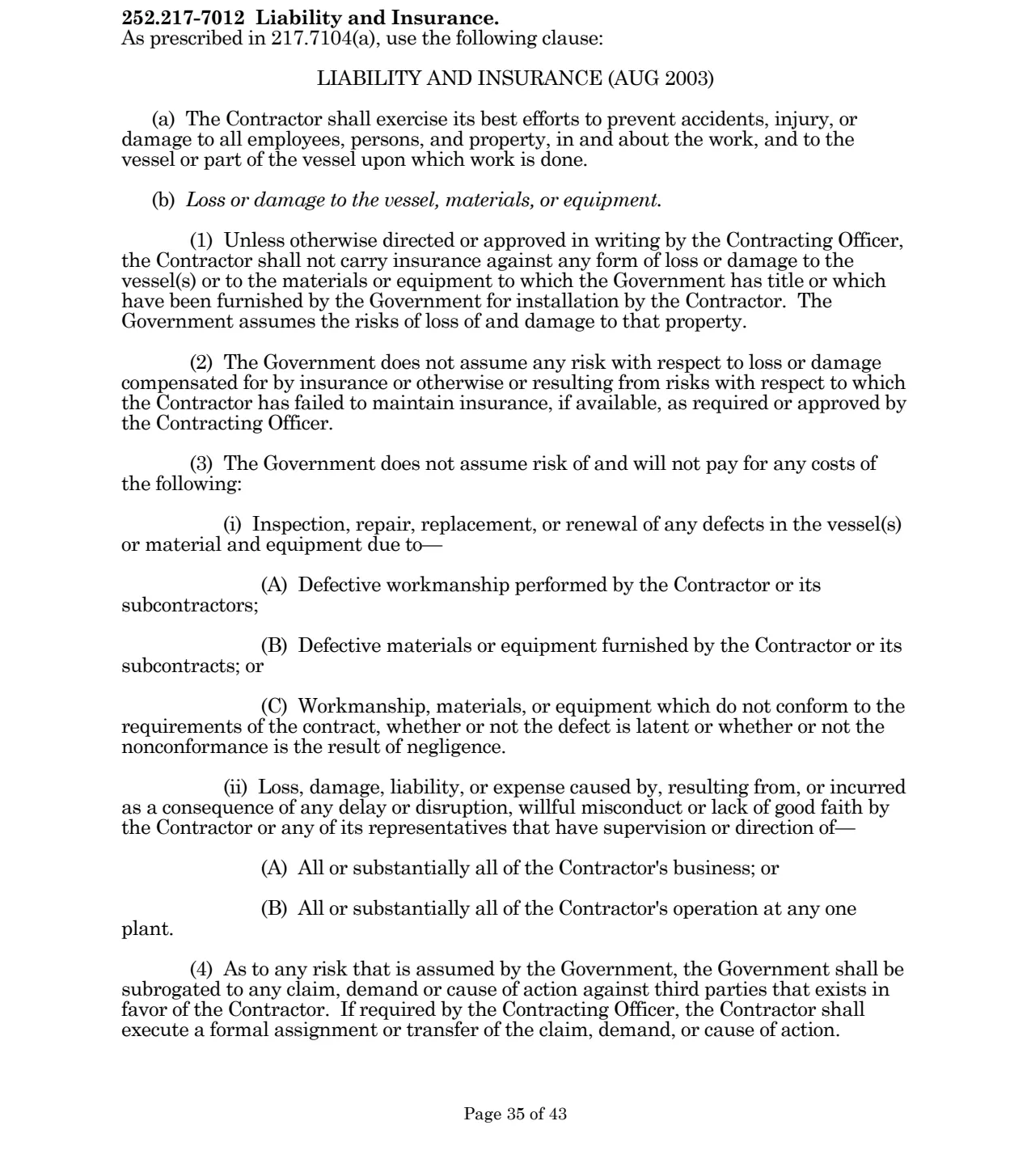 Source page for 252.217-7012