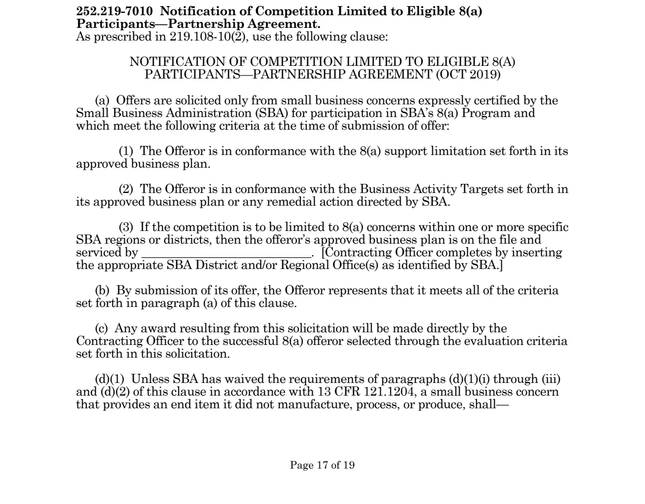 Source page for 252.219-7010