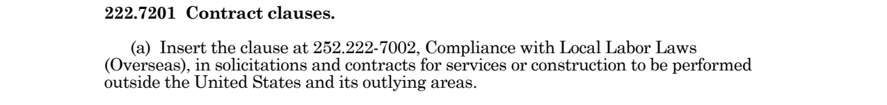 Prescription for 252.222-7002