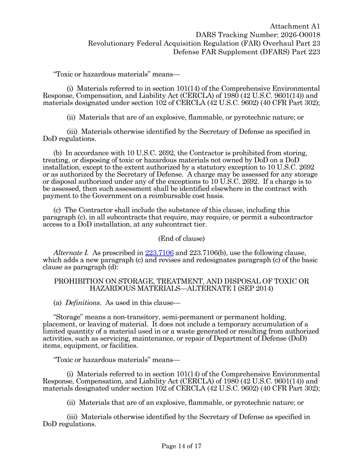 Source page for 252.223-7006