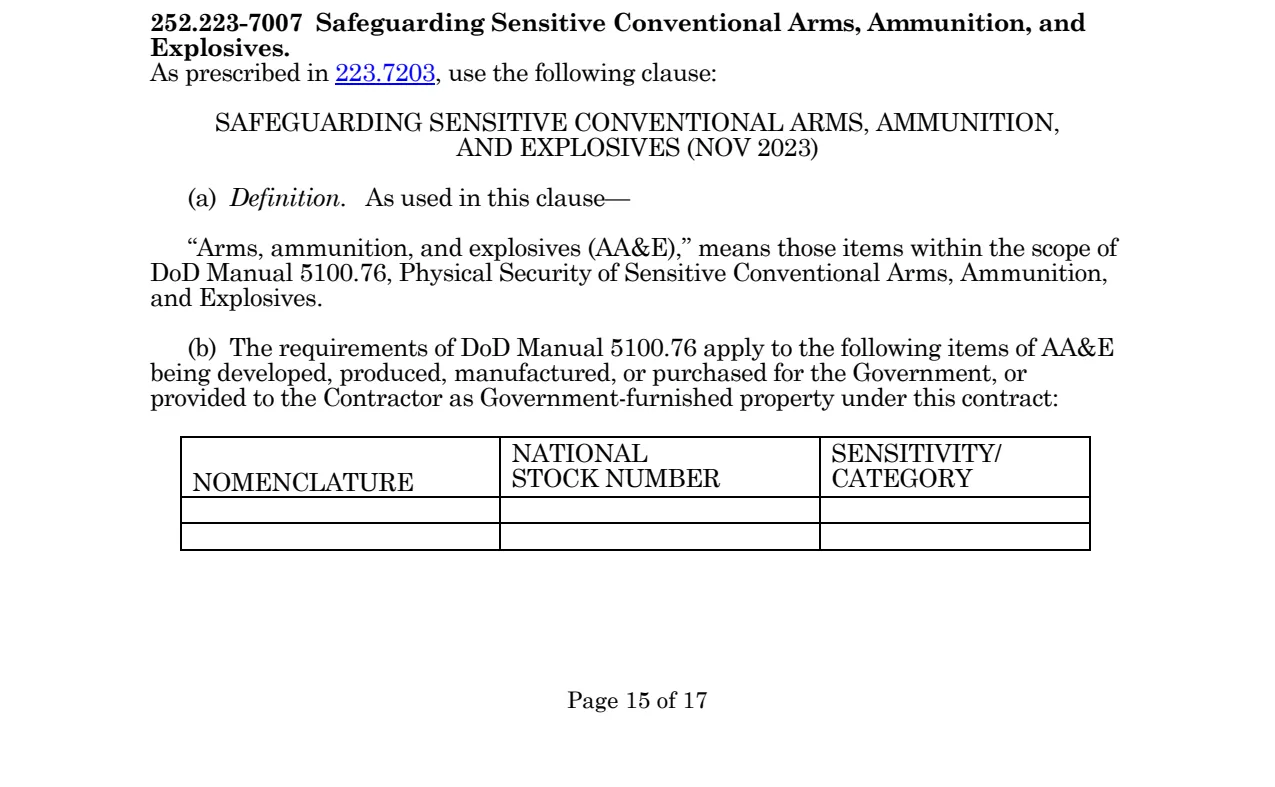 Source page for 252.223-7007