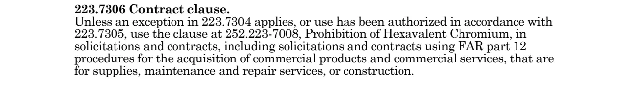 Prescription for 252.223-7008