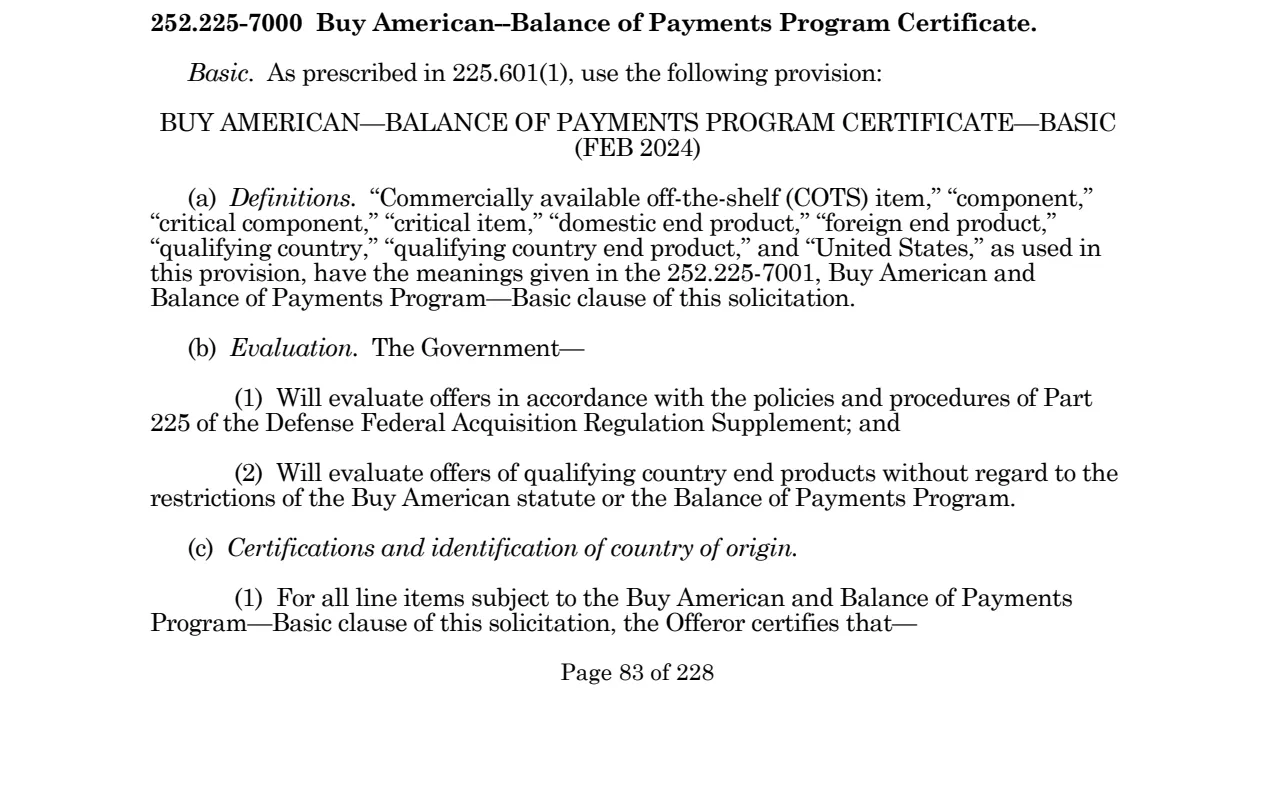 Source page for 252.225-7000