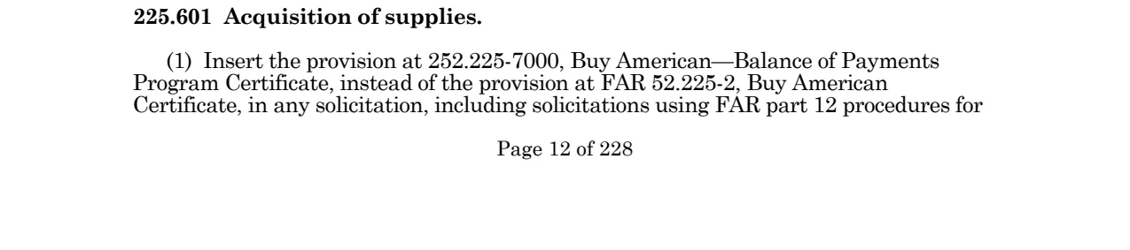 Prescription for 252.225-7002