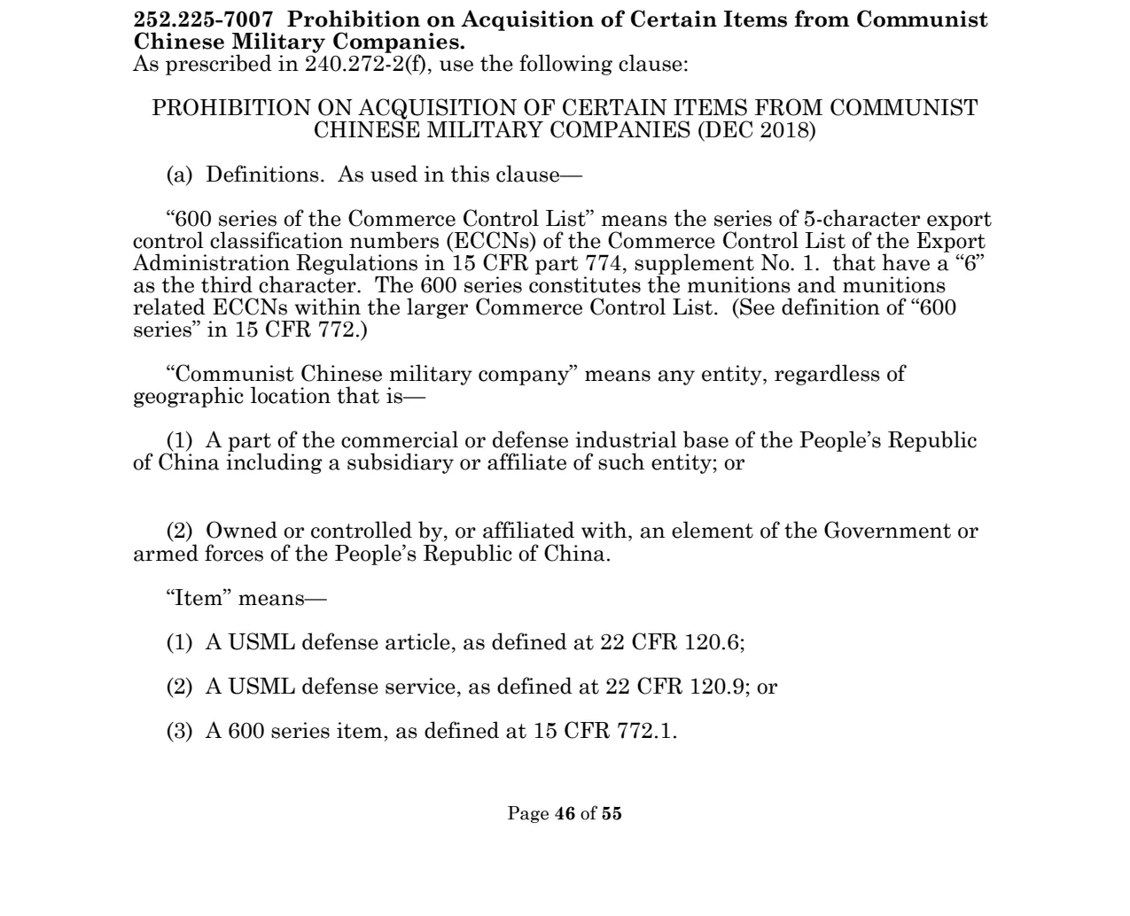 Source page for 252.225-7007