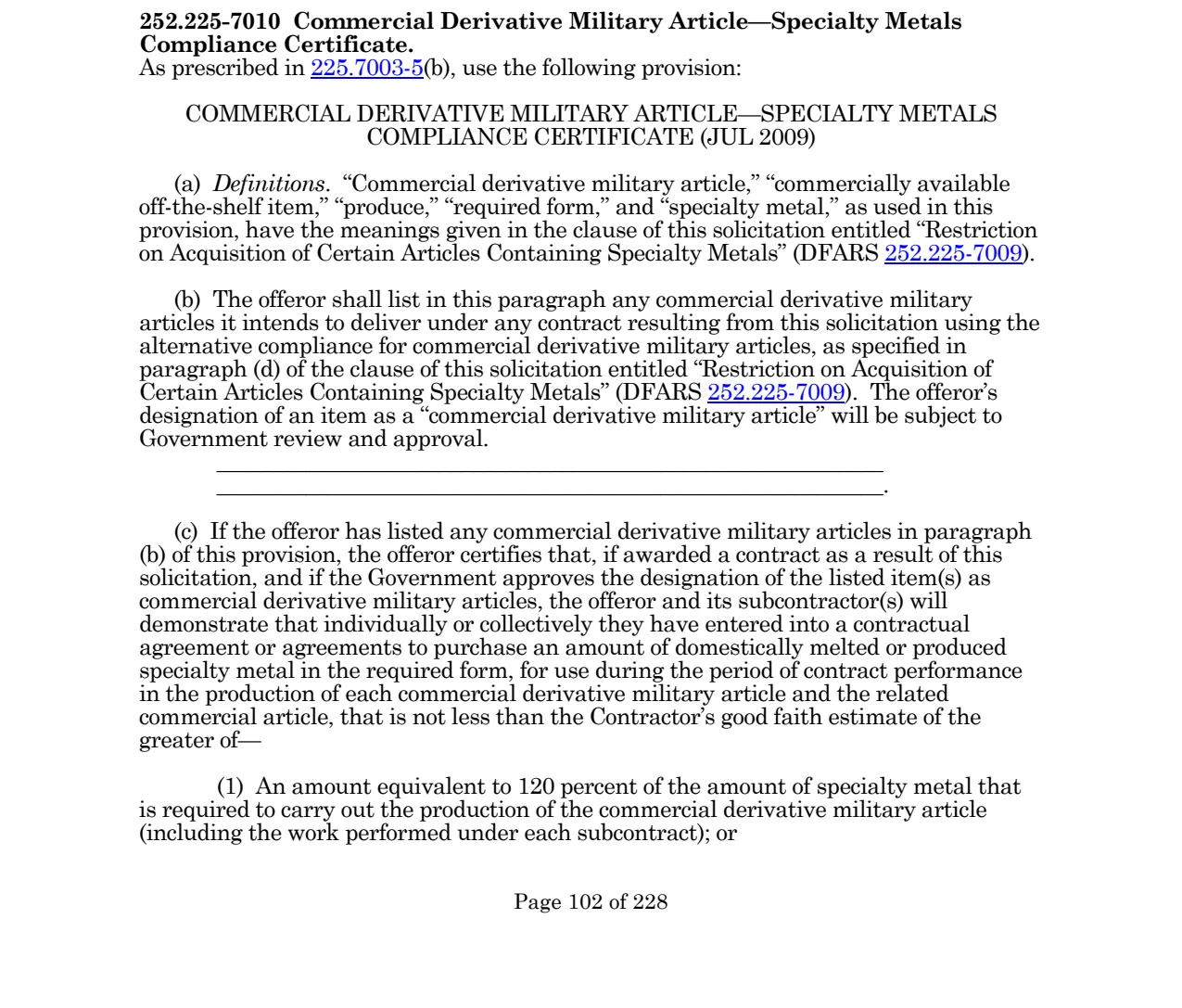 Source page for 252.225-7010