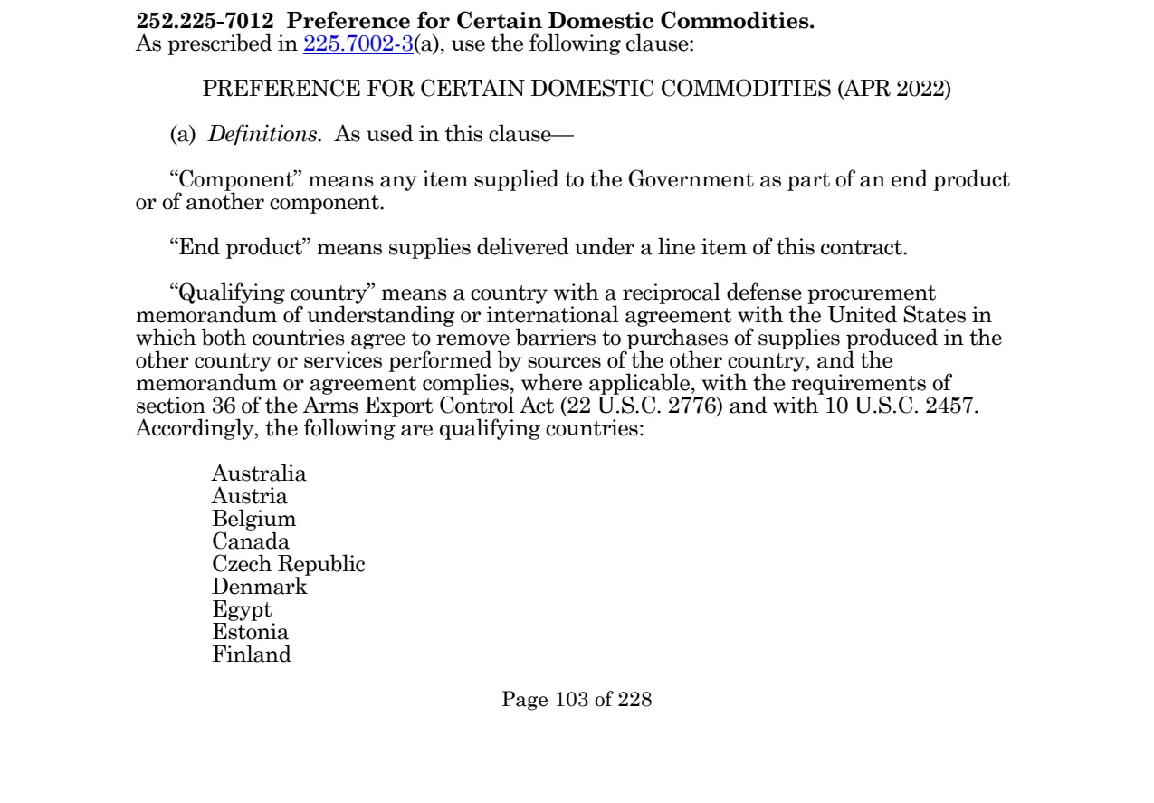 Source page for 252.225-7012