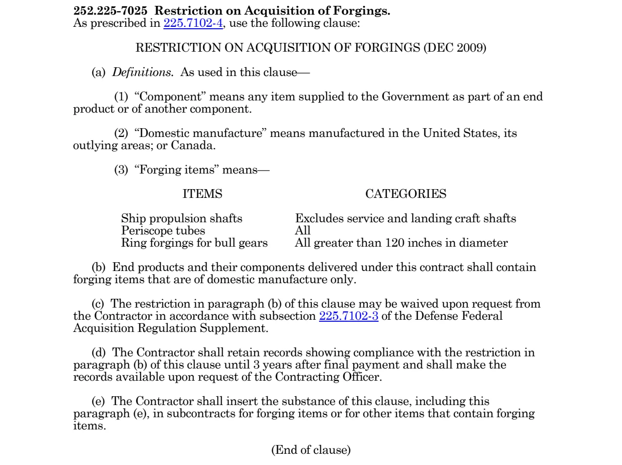 Source page for 252.225-7025