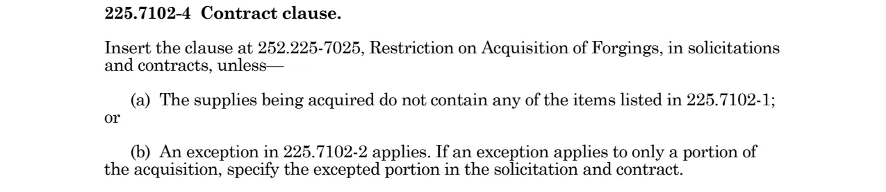 Prescription for 252.225-7025