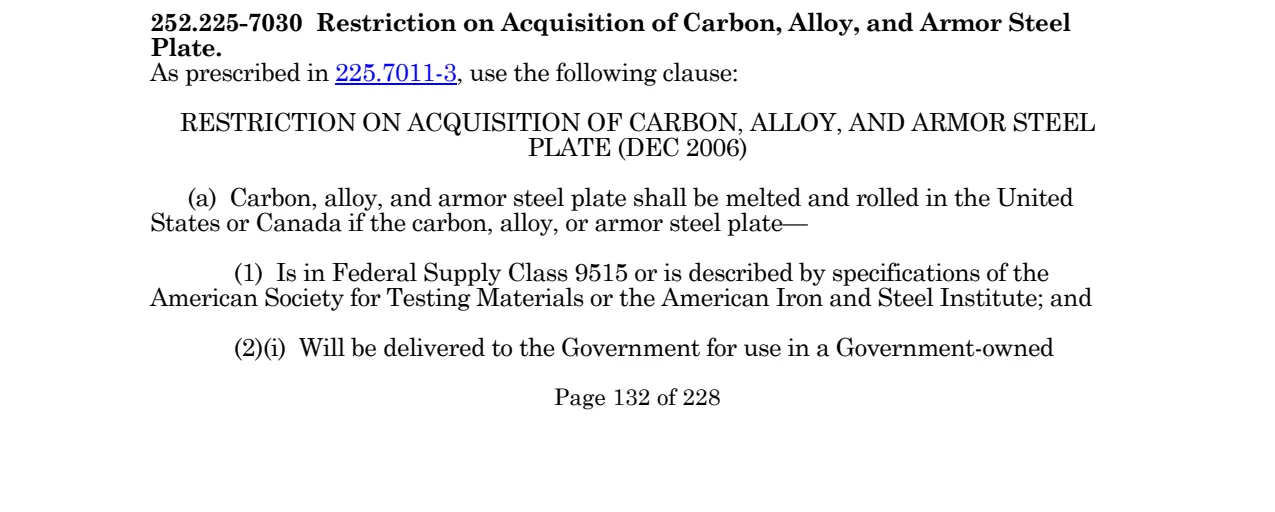 Source page for 252.225-7030