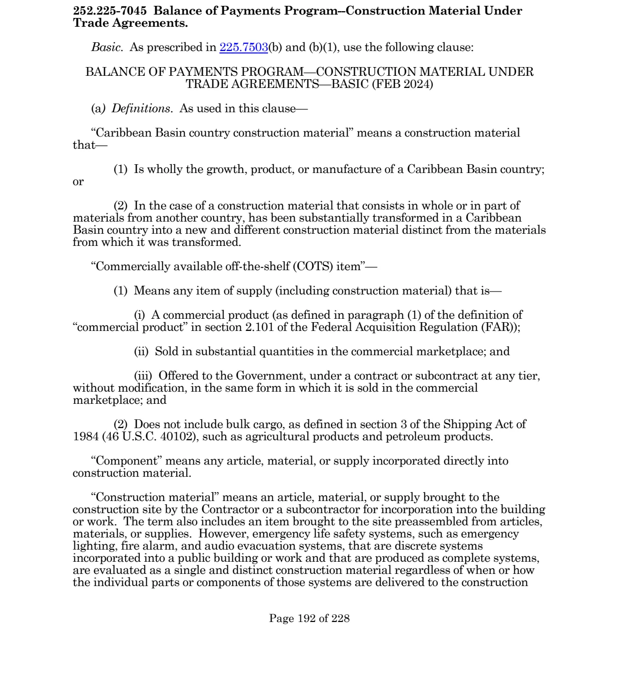Source page for 252.225-7045