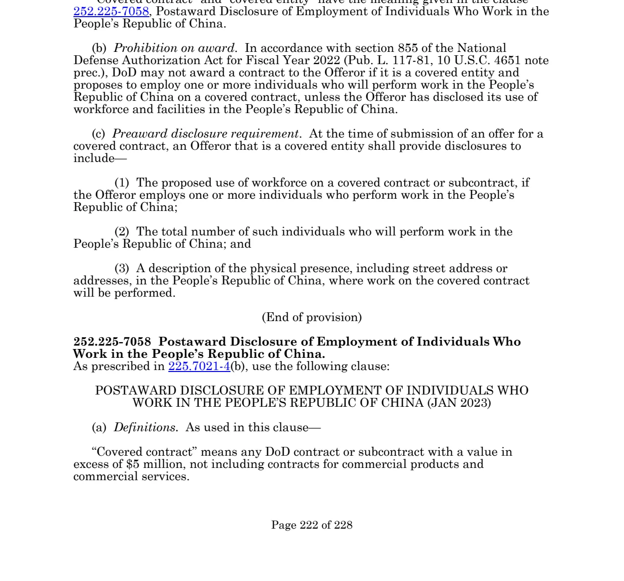 Source page for 252.225-7058