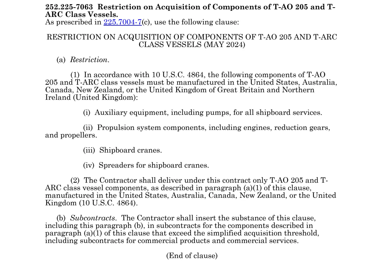 Source page for 252.225-7063