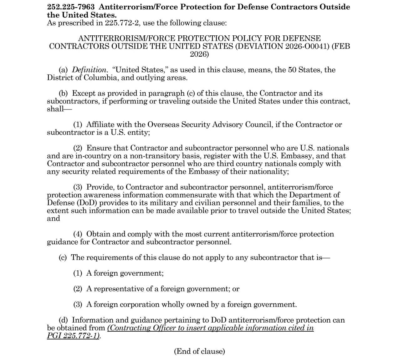 Source page for 252.225-7963