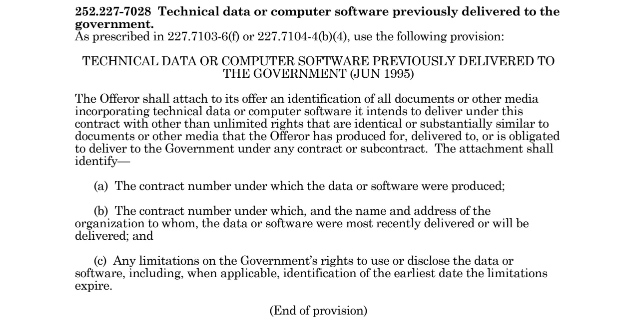 Source page for 252.227-7028