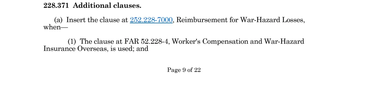 Prescription for 252.228-7000