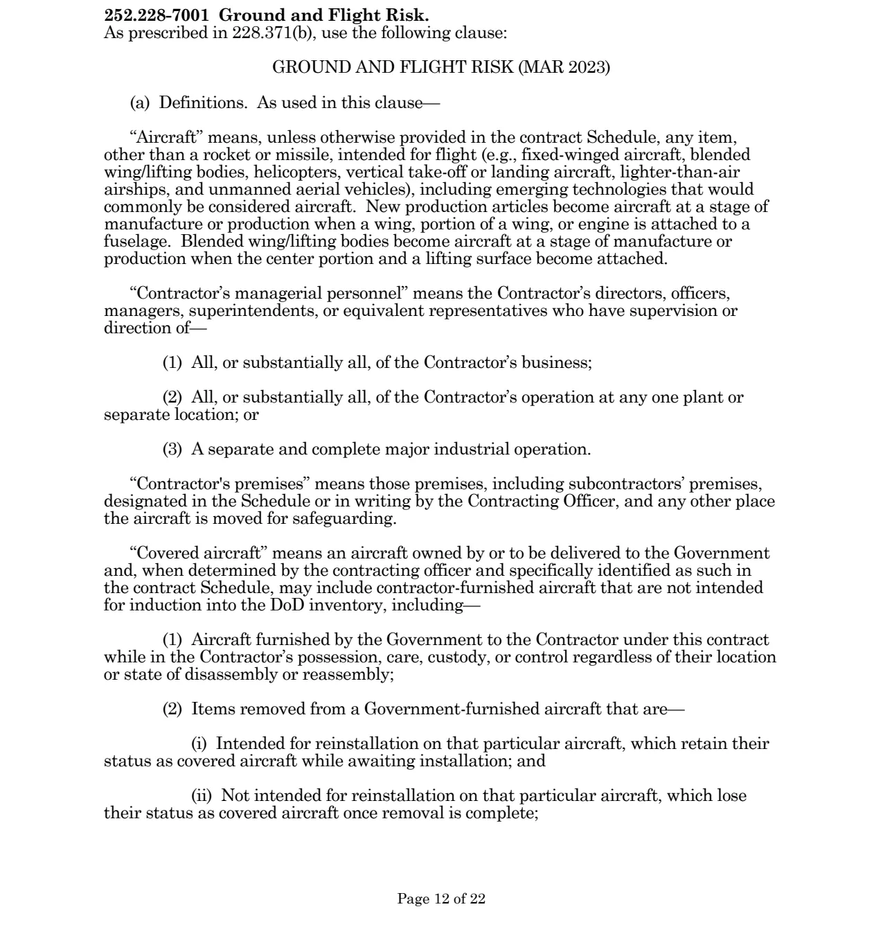 Source page for 252.228-7001