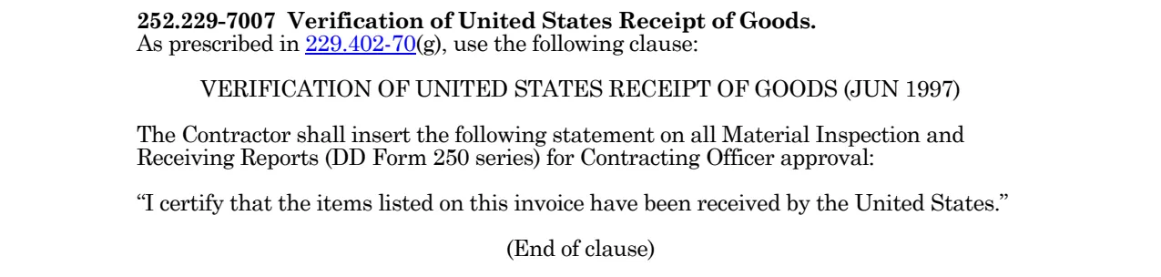 Source page for 252.229-7007