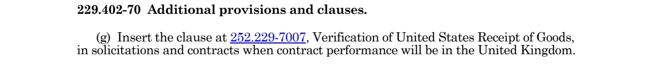 Prescription for 252.229-7007