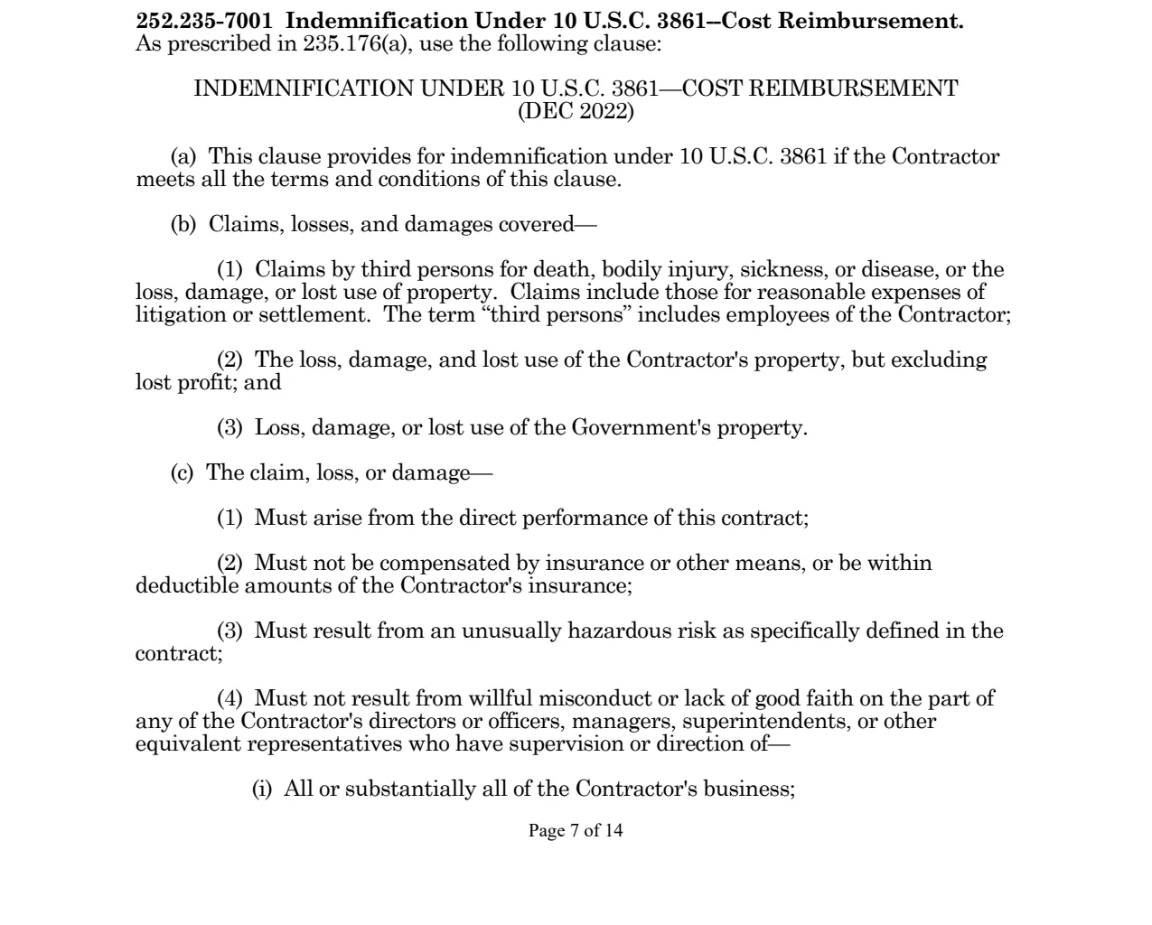 Source page for 252.235-7001