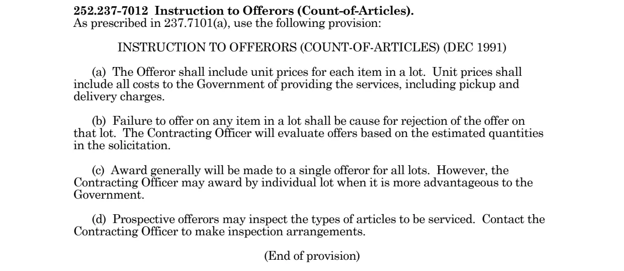 Source page for 252.237-7012