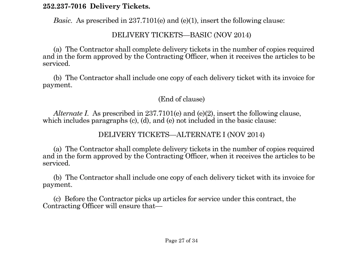Source page for 252.237-7016