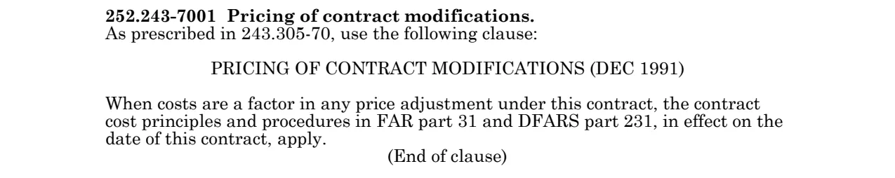 Source page for 252.243-7001