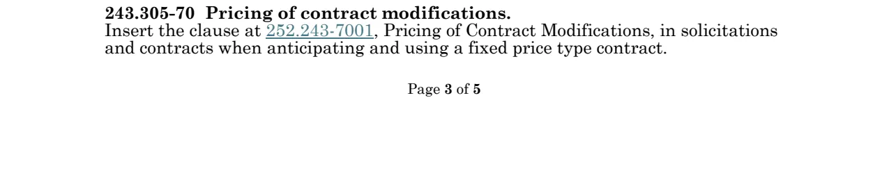 Prescription for 252.243-7001