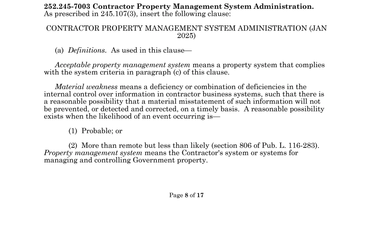 Source page for 252.245-7003