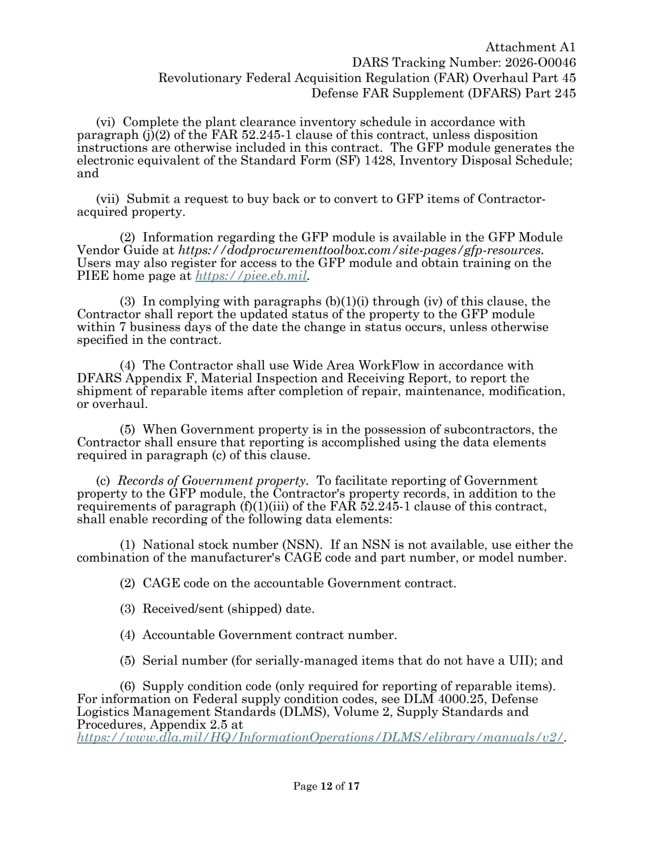 Source page for 252.245-7005