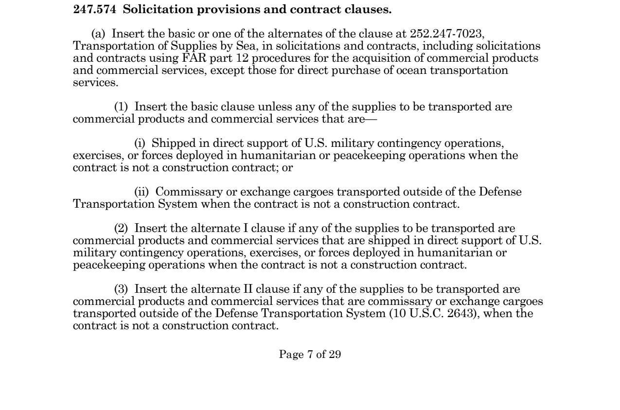Prescription for 252.247-7023